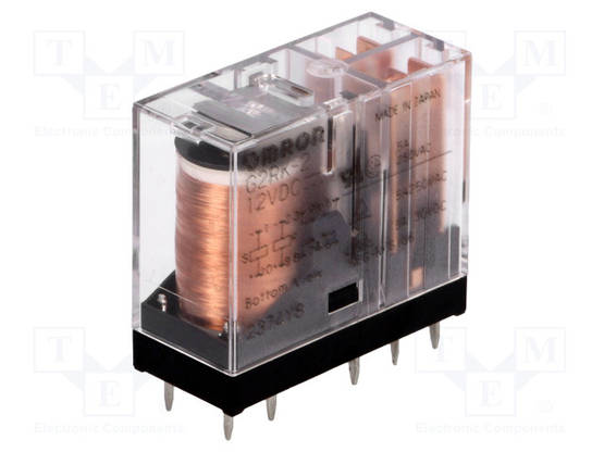 RELE - DPDT - UKELAN: 12VDC - IKOSKETINTEN MAX: 3A - Pienoisreleet - G2RK-2-12DC - 1