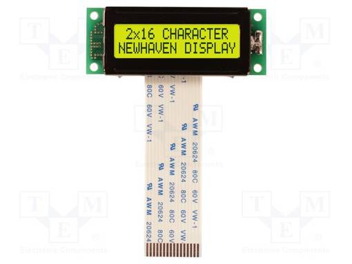 LCD NÄYTTÖ - AAKKOSNUMEERINEN - STN POSITIVE - 16X2 - KELTAVIHREÄ - Aakkosnumeeriset LCD-näytöt - NHD-02161Z-FYYC - 1