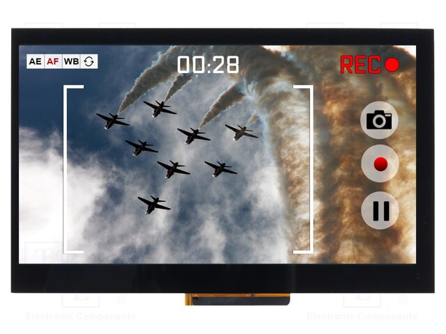 TFT NÄYTTÖ - 7" - 800X480 - VALAISTUS: LED - KOOT: 165X104X5,25MM - RGB - TFT-näytöt - NHD-7-800480EF-AC - 1