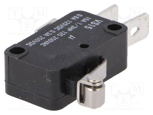 MIKROKYTKIN SNAP ACTION - 15A/250VAC - RULLAVIVUN KANSSA - SPDT - SANP ACTION mikrokytkimet - VS15N051C - 1