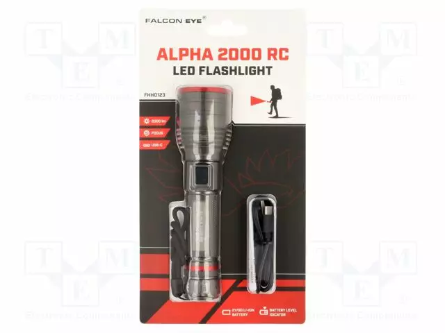 TASKULAMPPU: LED - IPX4 - 450LM,2000LM - 6H - FALCON EYE® - L: 173MM - Taskulamput ja otsalamput - ALPHA-2000-RC - 1