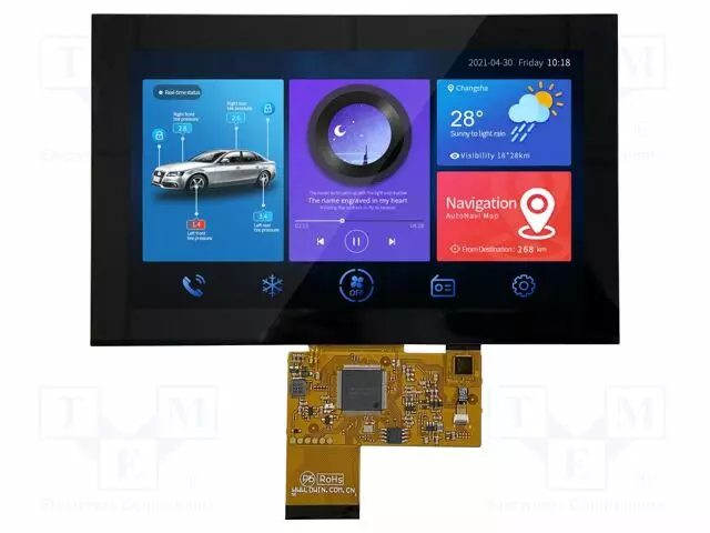 TFT NÄYTTÖ - 7" - 1024X600 - VALAISTUS: LED - 16MBFLASH - RGB - 250CD/M2 - Älykkäät näytöt - DMG10600F070-02WTC - 1