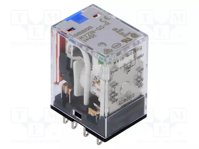 RELE - DPDT - UKELAN: 24VDC - 10A/250VAC - ALUSLEVY - Teollisuusreleet - MY2IN-GS-R-24DC - 1