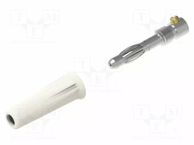 LABORATORY CONNECTOR: 4MM BANANA - PLUG - 36A - 30VAC - 60VDC - VALKOINEN - Banaaniliittimet 4mm - PJP1060-C-BC - 1