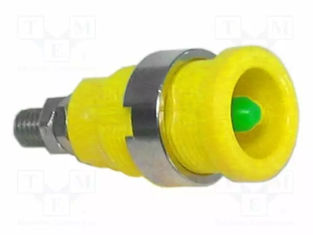 LABORATORY CONNECTOR: 4MM BANANA - PLUG - 36A - KELTAINEN-VIHREÄ - 33.8MM - Banaaniliittimet 4mm - PJP3268-C - 1