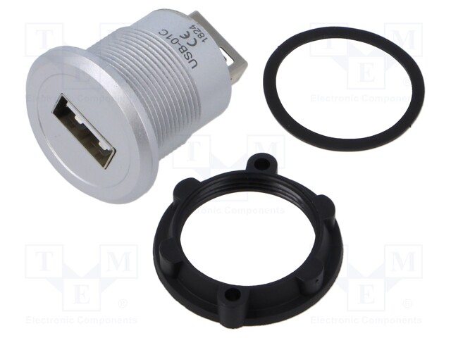 ADAPTERI - USB A RASIA,MOLEMMIN PUOLIN - PANEELIASENNETTAVA,TAKAMUUTTERI - USB liittimet - USB-01C - 1