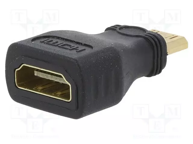 HDMI ADAPTERI -PISTORASIA,MINI HDMI LIITIN - MUSTA - HDMI, DVI, DisplayPort johdot - A-HDMI-FC - 1