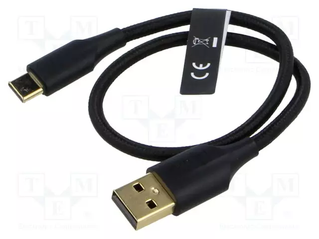 KAAPELI - USB 2.0 - USB A PISTOKE,USB C PISTOKE - KULLATTU - 0,25M - USB kaapelit ja adapterit - CTFBC - 1