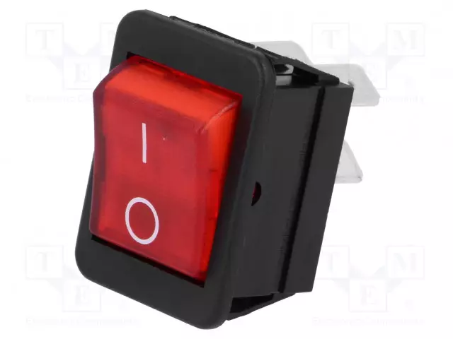 KEINUKYTKIN - DPST - AS: 2 - ON-OFF - 16A/250VAC - PUNAINEN - NEONVALO - 1350 - Keinukytkimet - AE-C1353ABNAC - 1