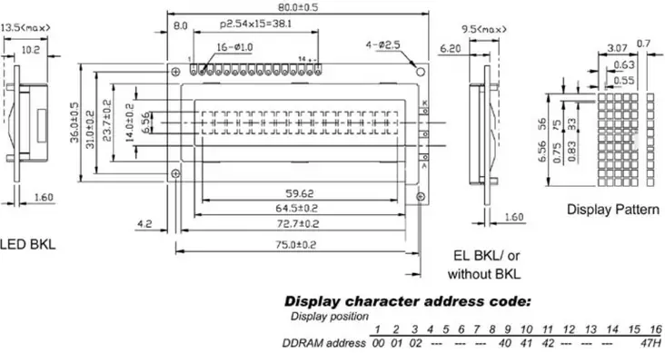 LCD-NÄYTTÖ 16X1 TN TAUSTAVALOLLA - Aakkosnumeeriset LCD-näytöt - LCD1601BLC - 1