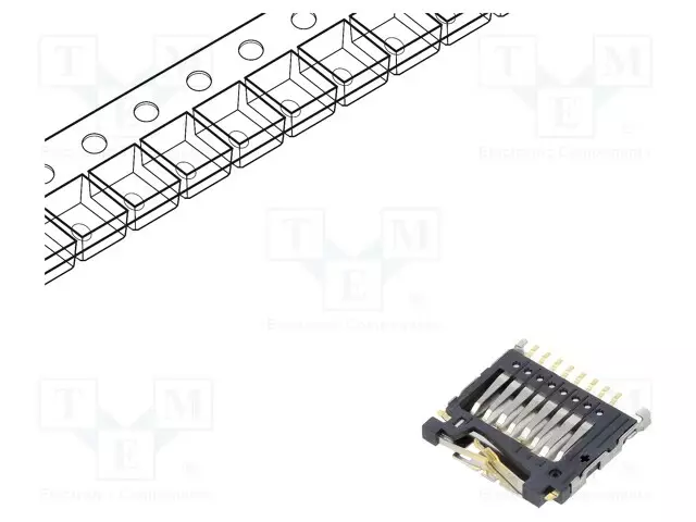 LIITIN: KORTTEJA VARTEN - MICROSD - PUSH-PULL,TOP BOARD MOUNT - SMT - Korttiliittimet - DM3D-SFC - 1