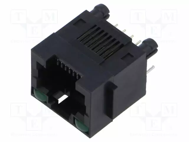 LIITIN: RJ45 - PISTORASIA - PIN: 8 - LED DIODIN KANSSA - 8P8C - THT - RJ liittimet - MTJ-88DX1-LD-C - 1