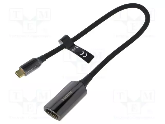 MUUNNIN - HDMI-PISTORASIA,USB C PISTOKE - KULLATTU - 0,25M - MUSTA - USB kaapelit ja adapterit - CREBC - 1