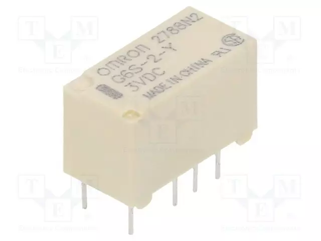 RELE - DPDT - UKELAN: 3VDC - 2A - 0,5A/125VAC - G6S - Pienoisreleet - G6S-2-Y-3DC - 1