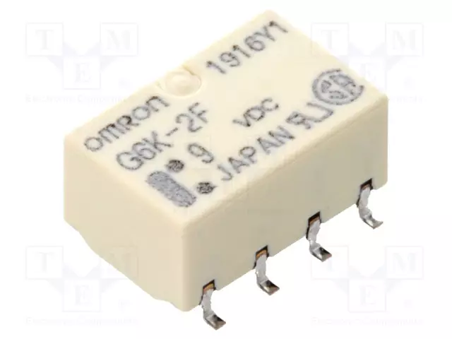 RELE - DPDT - UKELAN: 9VDC - IKOSKETINTEN MAX: 1A - Pienoisreleet - G6K-2F-9DC - 1