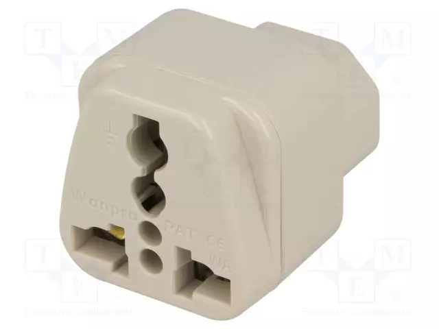 SOVITUS: ADAPTERI - 2P+PE - 250VAC - 10A - MALLI: C13 (F) - VALKOINEN - AC liittimet ja rungot - ADAPTER-PC - 1