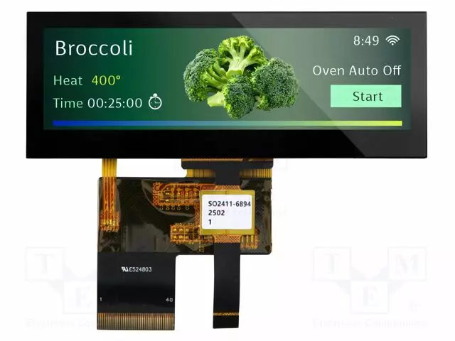TFT NÄYTTÖ - 3,9" - 480X128 - VALAISTUS: LED - RGB - 1020CD/M2 - 3,3VDC - TFT-näytöt - NHD-3.9480128AF-AC - 1