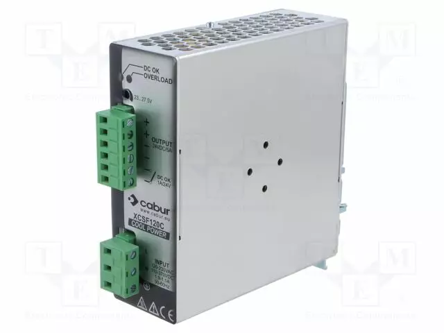 VIRTALÄHDE: IMPULSSI - DIN-KISKOLLE - 120W - 24VDC - 5A - 90÷264VAC - DIN-kisko virtalähteet - CSF120C - 1