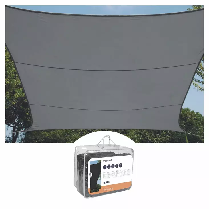 WATER-PERMEABLE SHADE SAIL - SQUARE - 5 x 5 m - COLOUR: CHARCOAL - Piha ja terassikalusteet - GSS4500PEC - 1