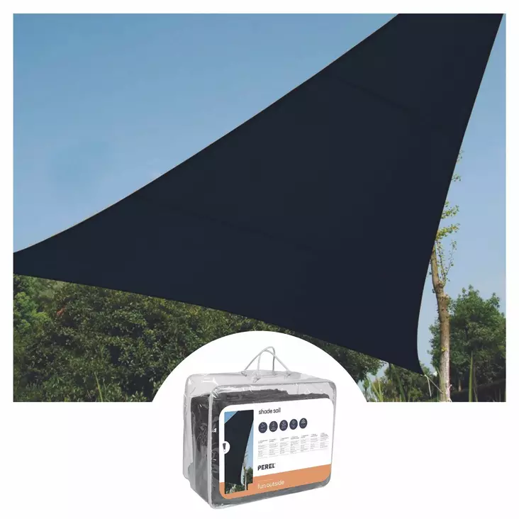 WATER-PERMEABLE SHADE SAIL - TRIANGLE - 3.6 x 3.6 x 3.6 m - COLOUR: CHARCOAL - Piha ja terassikalusteet - GSS3360PEC - 1