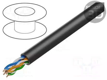 JOHTO - U/UTP - CAT 5E - 4X2X24AWG - CU - YKSISÄIKEINEN - PE - MUSTA - ATK-kaapelit - DK-1511-V-1-OD - 1