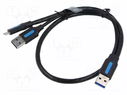 KAAPELI - USB 3.0 - USB A-PISTOKE X2,USB B MIKROPISTOKE - 0,5M - USB kaapelit ja adapterit - CQPBD - 1