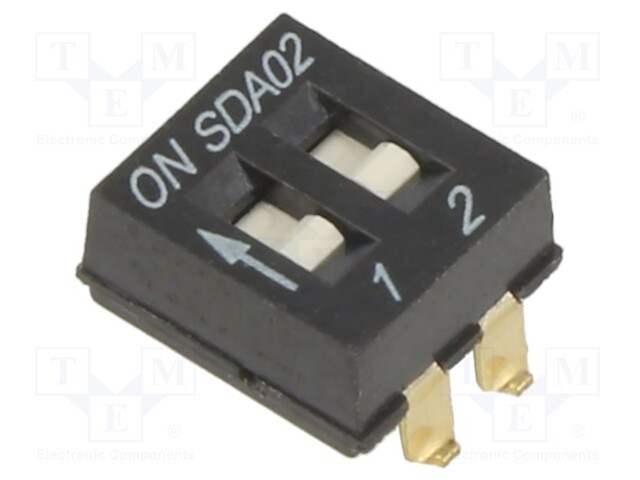 DIP-KYTKIN - NAPOJEN MÄÄRÄ: 2 - ON-OFF - 0,025A/24VDC - AS: 2 - DIP kytkimet - SDA02H0SBD - 1