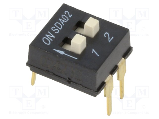 DIP-KYTKIN - NAPOJEN MÄÄRÄ: 2 - ON-OFF - 0,025A/24VDC - AS: 2 - DIP kytkimet - SDA02H1BD - 1