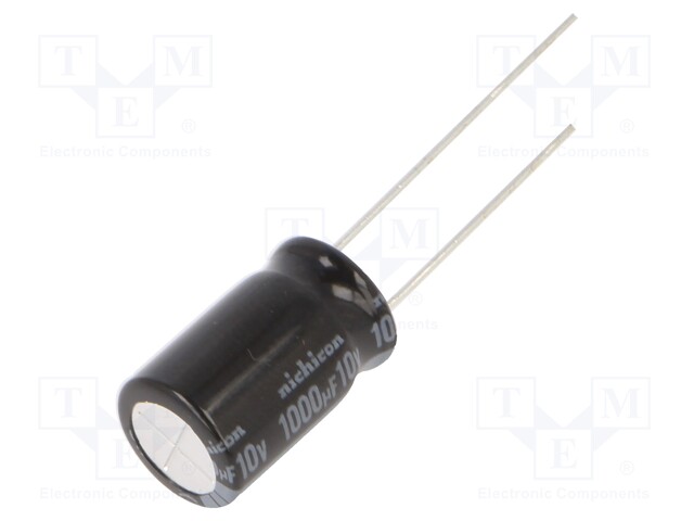 ELEKTROLYYTTIKONDENSAATTORI - LOW ESR - THT - 10VDC - Elektrolyyttikondensaattorit - pysty - UHE1A102MPD6TD - 1