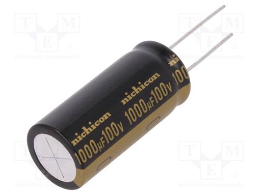 ELEKTROLYYTTIKONDENSAATTORI - THT - 1000UF - 100VDC - Bipolaarikondensaattorit - UKW2A102MHD - 1