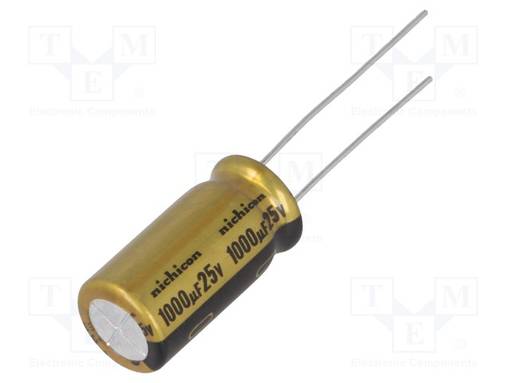 ELEKTROLYYTTIKONDENSAATTORI - THT - 1000UF - 25VDC - Bipolaarikondensaattorit - UFW1E102MPD - 1