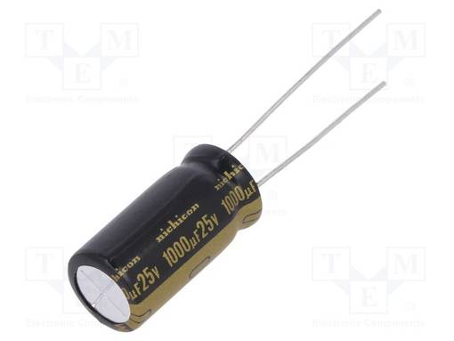 ELEKTROLYYTTIKONDENSAATTORI - THT - 1000UF - 25VDC - Bipolaarikondensaattorit - UKW1E102MPD - 1