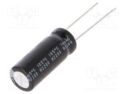 ELEKTROLYYTTIKONDENSAATTORI - LOW ESR - THT - 100UF - Elektrolyyttikondensaattorit - pysty - UHE2A101MPD1TD - 1
