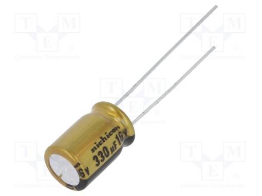 ELEKTROLYYTTIKONDENSAATTORI - THT - 330UF - 16VDC - Bipolaarikondensaattorit - UFW1C331MPD - 1
