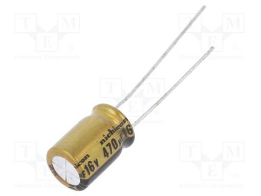 ELEKTROLYYTTIKONDENSAATTORI - THT - 470UF - 16VDC - Bipolaarikondensaattorit - UFW1C471MPD - 1