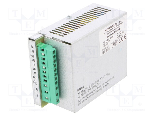 HAKKURIVIRTALÄHDE -DIN-KISKOLLE - 50W - 26,4VDC - 2A - DIN-kisko virtalähteet - EL50-D - 1