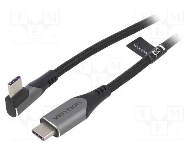 KAAPELI - USB 2.0 - USB C PISTOKE,USB C KULMALIITIN - 0,5M - MUSTA - USB kaapelit ja adapterit - TAKHD - 1