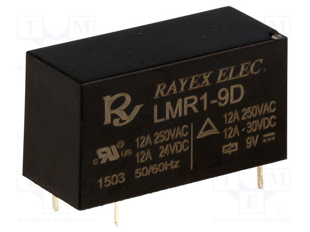 RELE - SPDT - UKELAN: 9VDC - 12A - 12A/250VAC - LMR1 - Pienoisreleet - LMR1-9D - 1