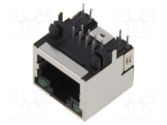 LIITIN: RJ45 - PISTORASIA - PIN: 8 - SUOJATTU,LED DIODIN KANSSA - 8P8C - RJ liittimet - MTJ-88ARX1-FSM-LD - 1