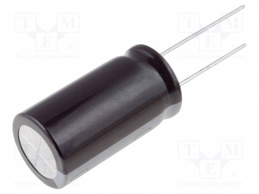 ELEKTROLYYTTIKONDENSAATTORI - LOW ESR - THT - 6,8UF - Elektrolyyttikondensaattorit - pysty - UCY2W6R8MPD - 1