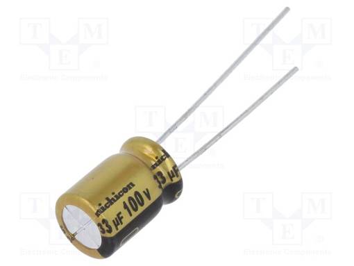 ELEKTROLYYTTIKONDENSAATTORI - THT - 33UF - 100VDC - Bipolaarikondensaattorit - UFW2A330MPD - 1