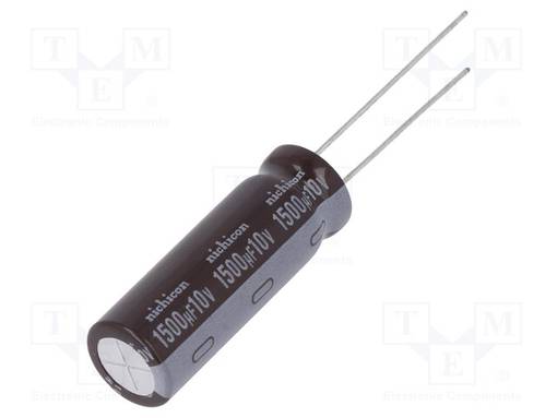 ELEKTROLYYTTIKONDENSAATTORI - LOW ESR - THT - 10VDC - Elektrolyyttikondensaattorit - pysty - UPM1A152MPD - 1