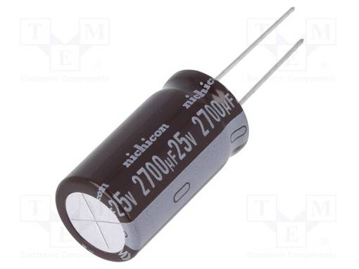 ELEKTROLYYTTIKONDENSAATTORI - LOW ESR - THT - 25VDC - Elektrolyyttikondensaattorit - pysty - UPM1E272MHD - 1