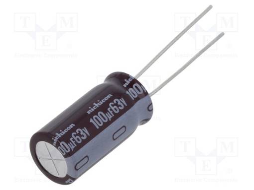 ELEKTROLYYTTIKONDENSAATTORI - LOW ESR - THT - 100UF - Elektrolyyttikondensaattorit - pysty - UPM1J101MPD - 1