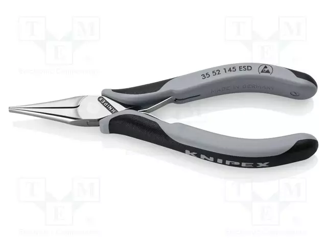 PLIERS - FLAT - ESD - FOR ELECTRONICS - 145MM - Litteäpäiset ja puolipyöreäpäiset pihdit - KNP.3552145ESD - 1