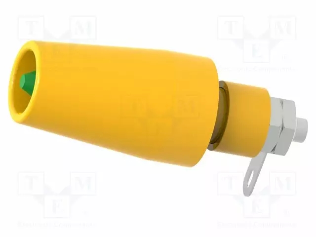 LABORATORY CONNECTOR: 4MM BANANA - PLUG - 36A - KELTAINEN-VIHREÄ - 44.8MM - Banaaniliittimet 4mm - PJP3284-MD - 1