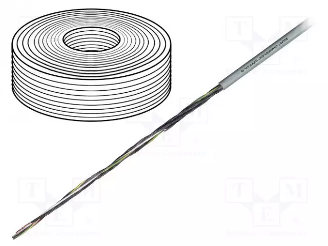 JOHTO: OHJAUSJOHTO - CHAINFLEX® CF77.UL.D - 5G2,5MM2 - PUR - HARMAA - Suojatut ohjaimien kaapelit - CF77.UL.25.05.D - 1