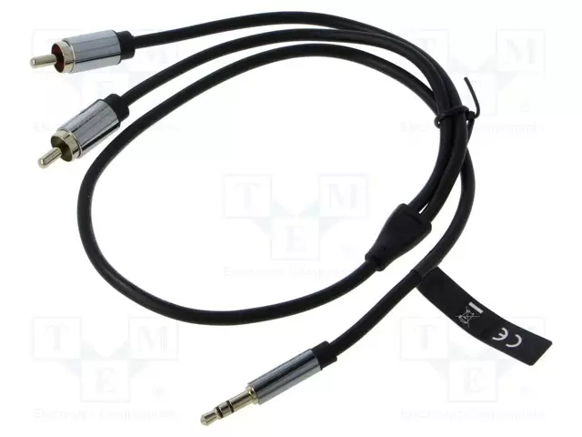 KAAPELI - JACK 3,5MM 3PIN PISTOKE,RCA-PISTOKE X2 - 0,5M - MUSTA - Muut audio-videokaapelit - BCFBD - 1