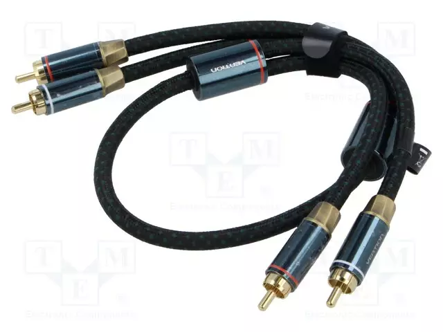 KAAPELI - RCA-PISTOKE X2,MOLEMMIN PUOLIN - 0,5M - MUSTA - TEKSTIILI - Muut audio-videokaapelit - BCUGD - 1