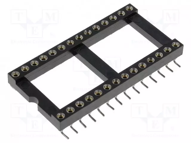 KANNATIN: INTEGROIDUT PIIRIT - DIP28 - RASTERI: 2,54MM - TARKKA - SMT - IC kannat - holkki - GOLD-28P-SMD - 1